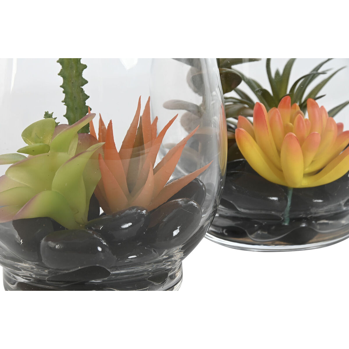 Dekorativ växt Home ESPRIT PVC Glas 10 x 10 x 15 cm (2 antal) - 2