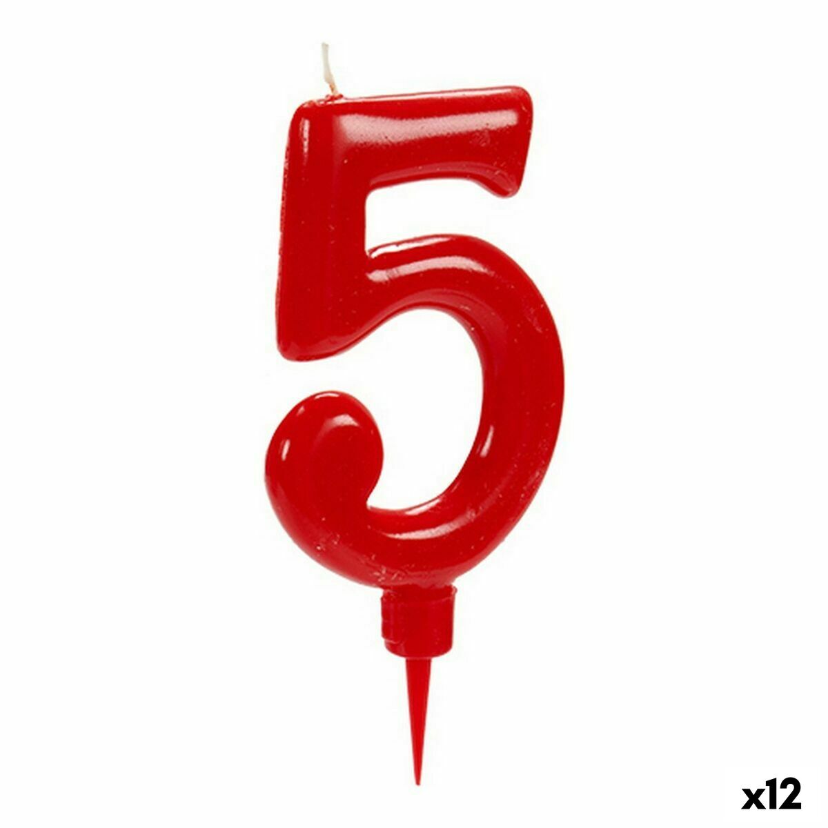 Ljus Födelsedag Siffror 5 Röd (12 antal) - 3