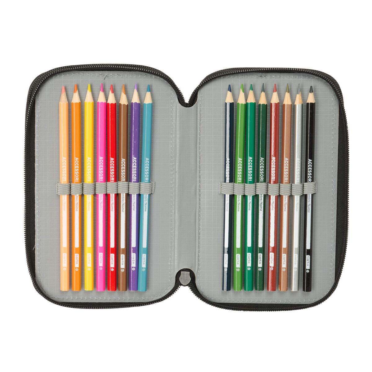 Trippel pennfodral Safta Urban style Blå Grå 12,5 x 19,5 x 5,5 cm 37 Delar - 5