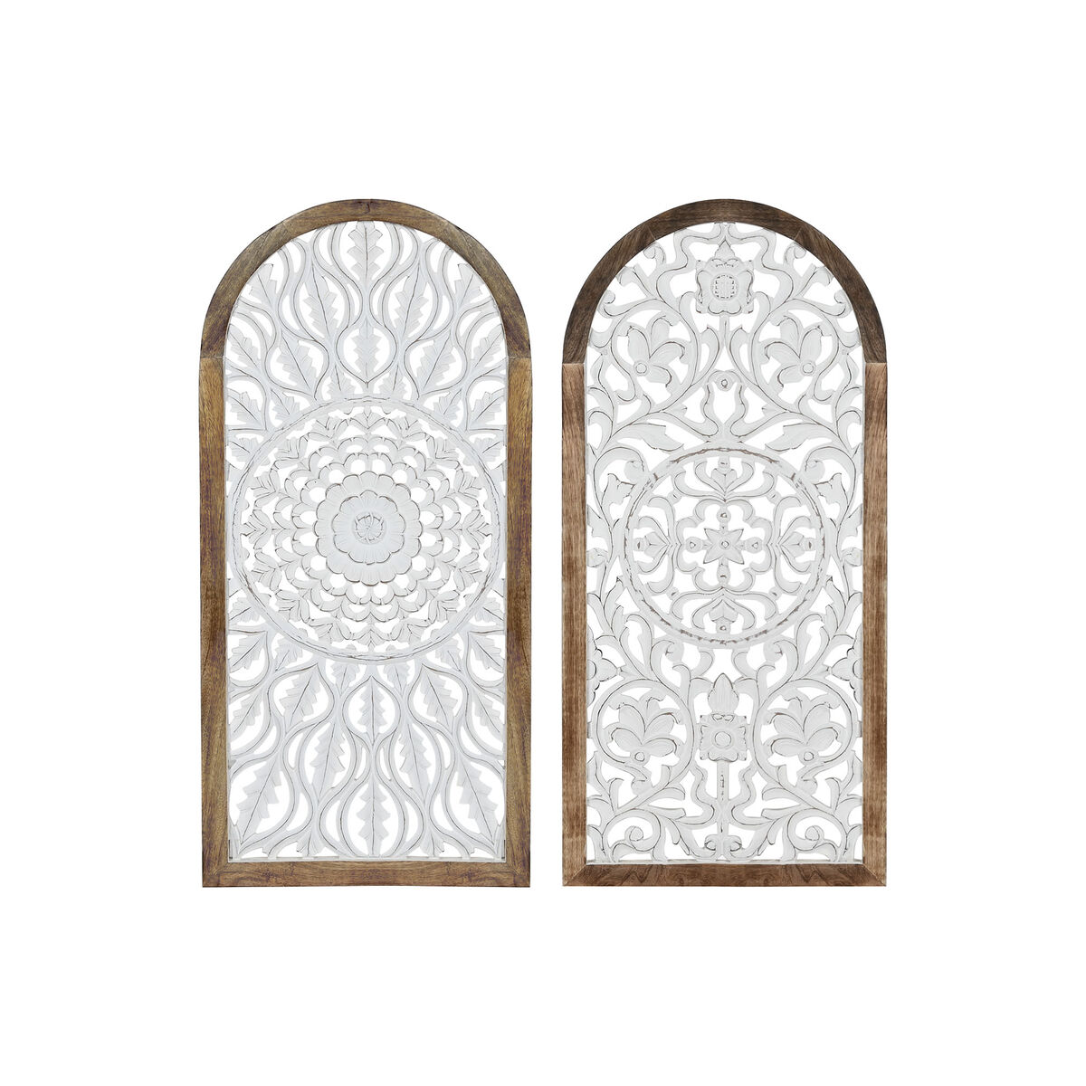 Väggdekoration Home ESPRIT Vit Naturell Mandala Arab 45 x 3,3 x 95 cm (2 antal)