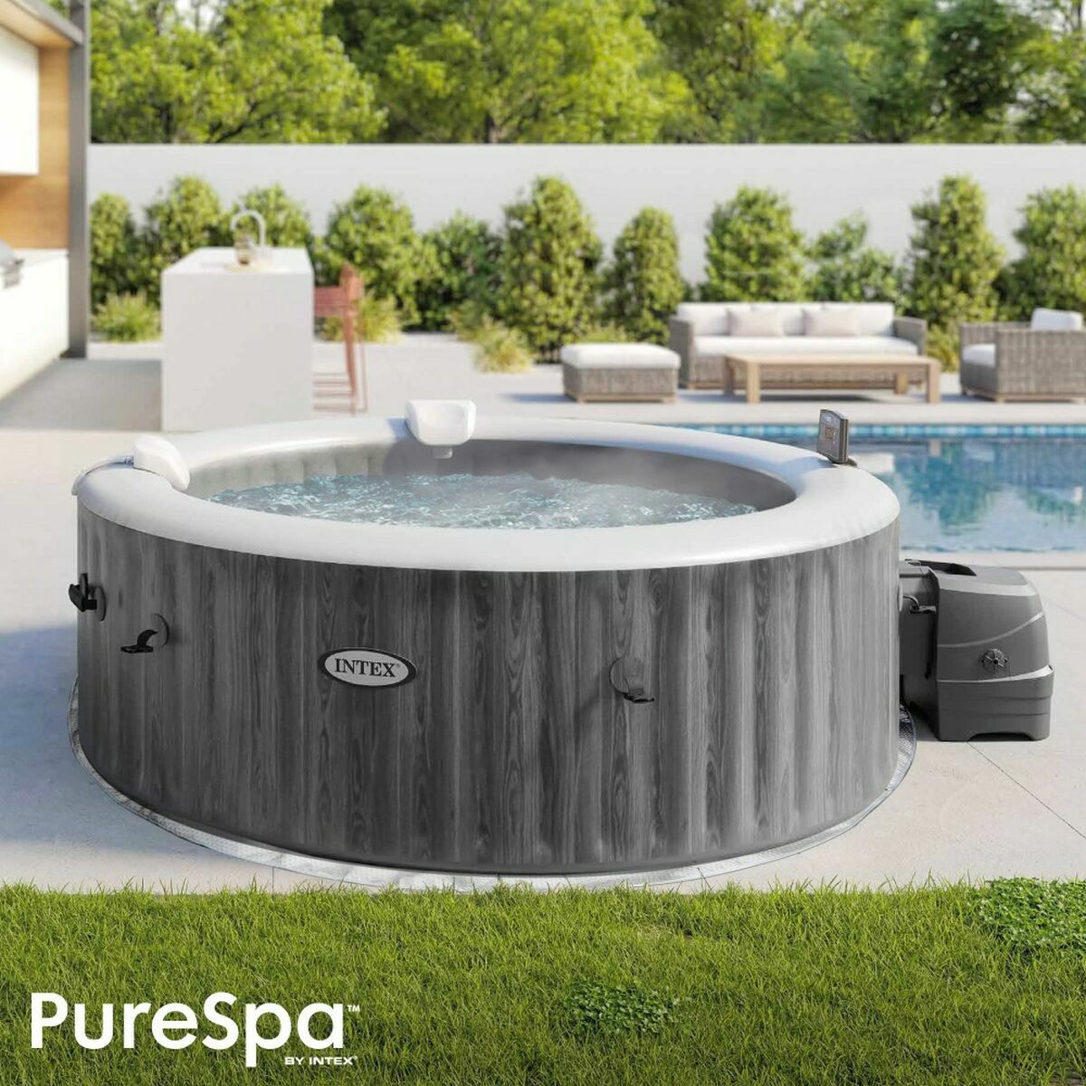 Upplåsbar bassäng Intex 220-240 V Jacuzzi 196 x 71 cm - 6