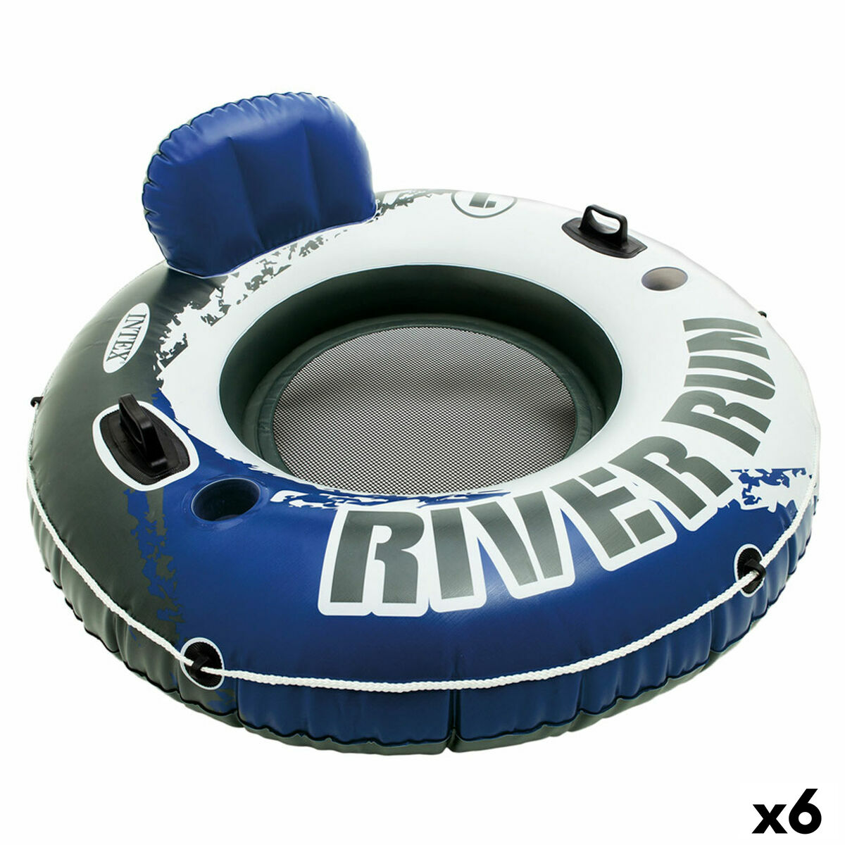 Uppblåsbar poolstol Intex River Run Blå Vit 135 x 13,5 cm (6 antal) - 6
