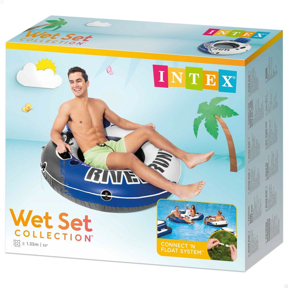 Uppblåsbar poolstol Intex River Run Blå Vit 135 x 13,5 cm (6 antal) - 2