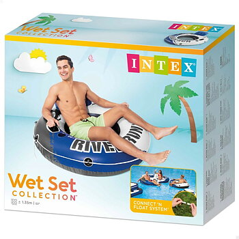 Uppblåsbar poolstol Intex River Run Blå Vit 135 x 13,5 cm (6 antal)