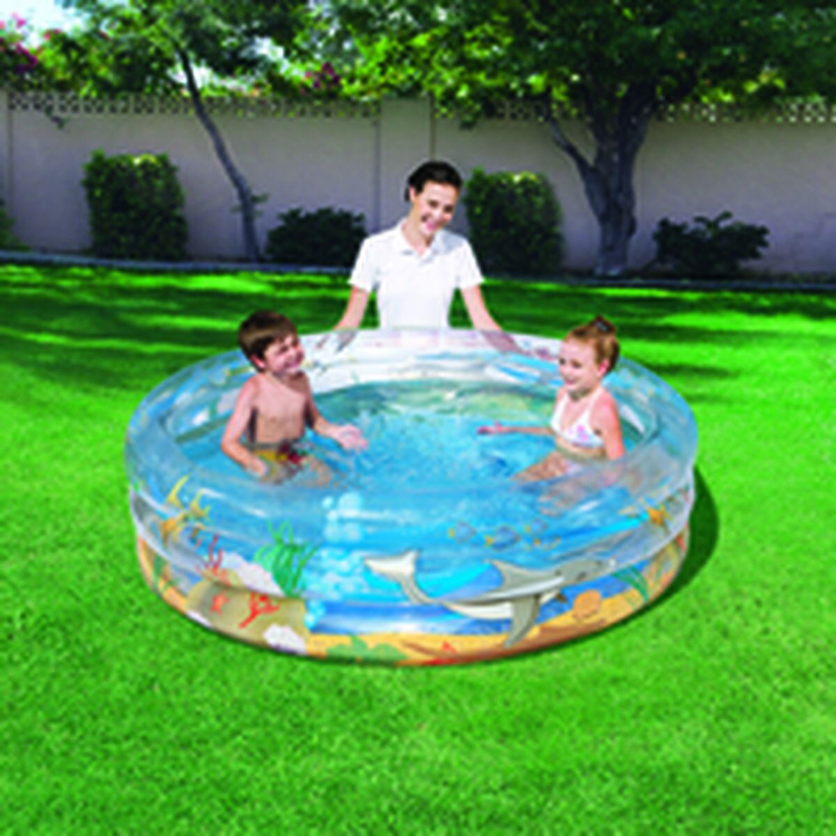 Bestway Uppblåsbar Pool 3 Ringar Transparent Tropisk 150x53 cm +6 År Trädgård 51045 - 7
