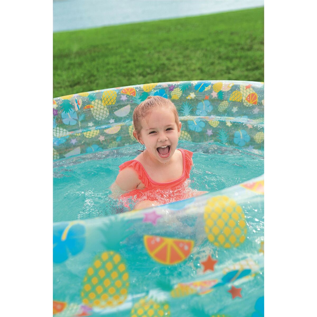 Bestway Uppblåsbar Pool 3 Ringar Transparent Tropisk 150x53 cm +6 År Trädgård 51045 - 2