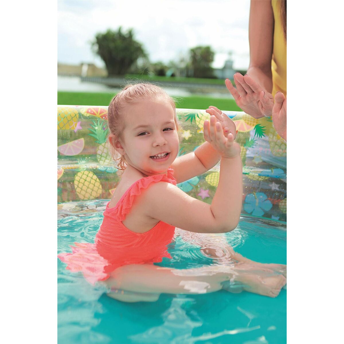 Bestway Uppblåsbar Pool 3 Ringar Transparent Tropisk 150x53 cm +6 År Trädgård 51045 - 12
