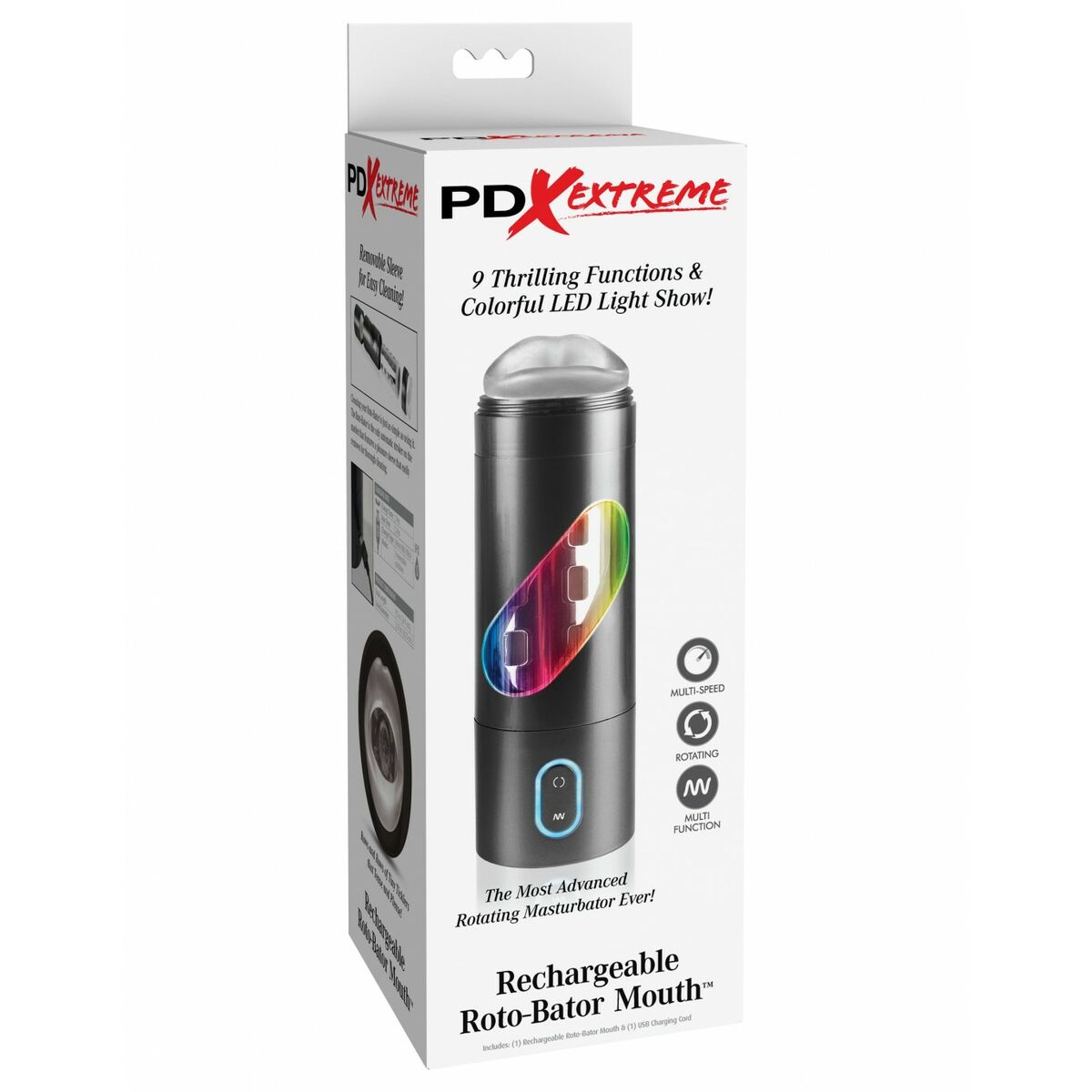Masturberingsapparat Pipedream PDX EXTREME RECHARGEABLE ROTO-BATOR MOUTH BLACK - 2