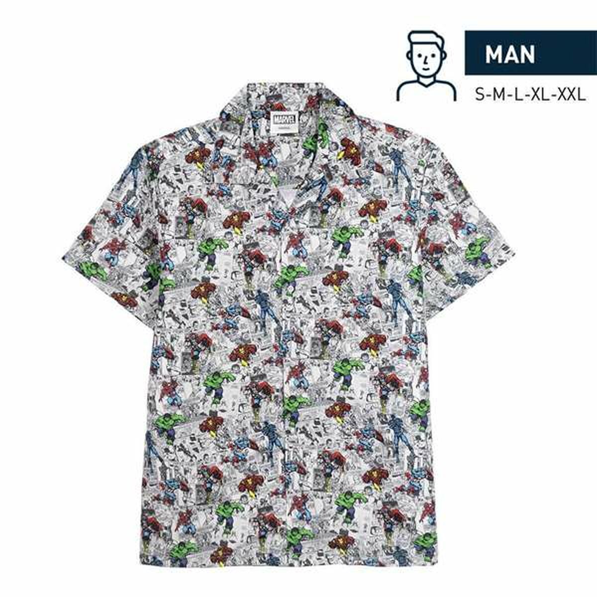 T-shirt med kortärm Herr Marvel Ljusgrå - 2