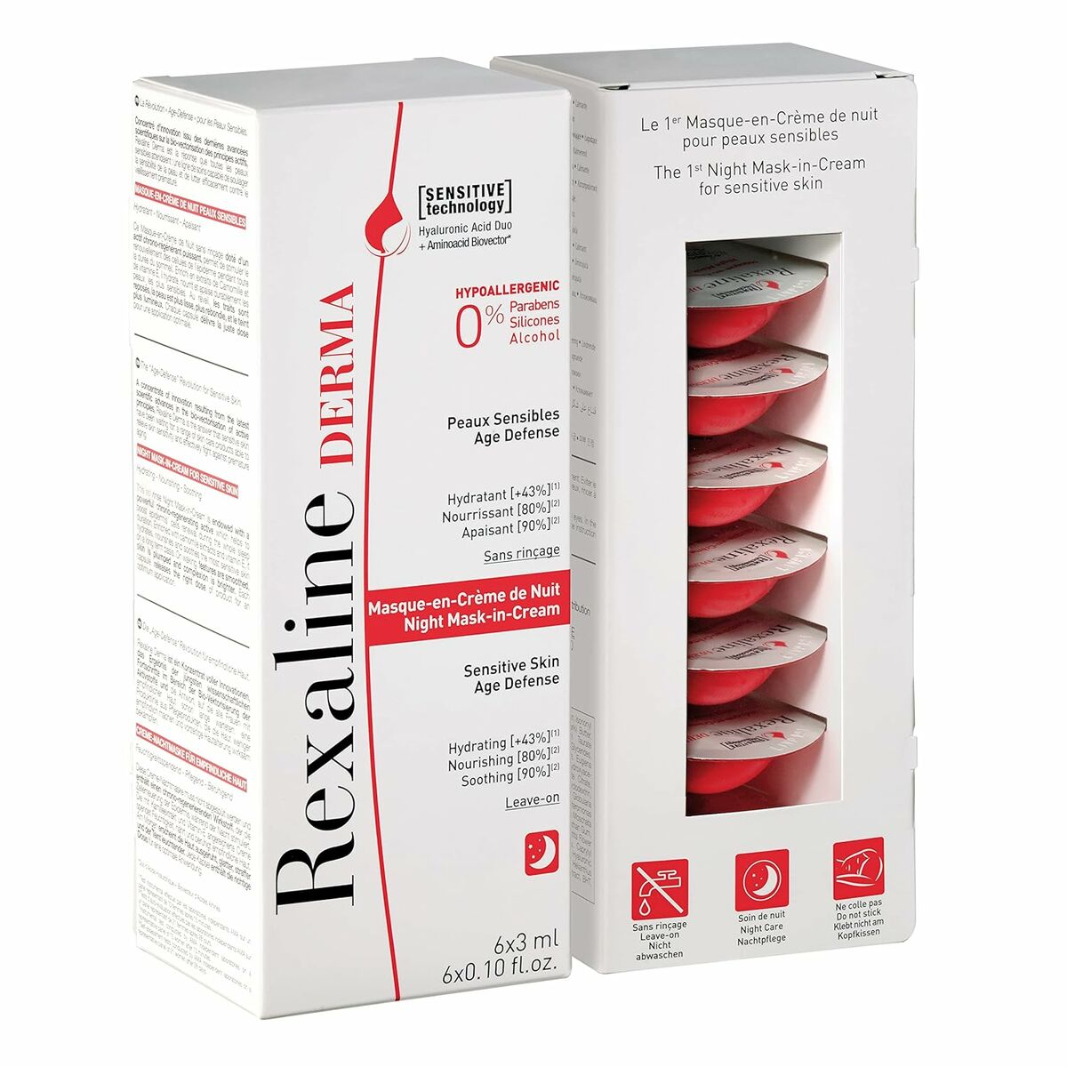 Fuktande nattmask Rexaline Repair 3 ml x 6 Känslig hud
