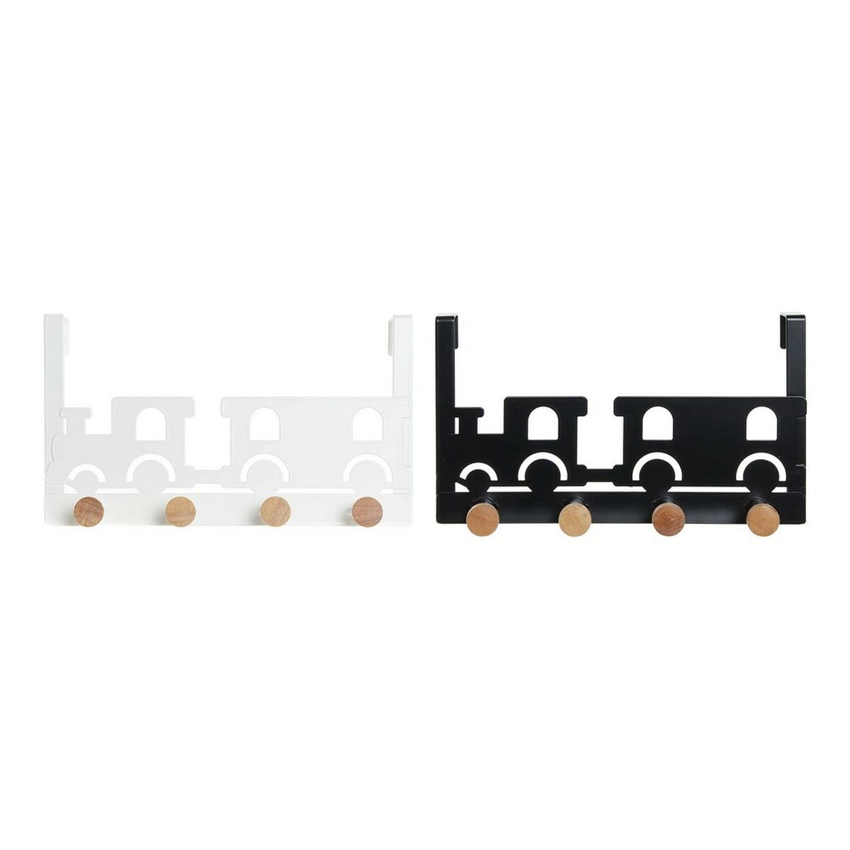 Dörrhängare DKD Home Decor 8424001835546 Tåg Vit Svart Metall Trä MDF 28,5 x 8,5 x 16,5 cm (2 antal) - 4
