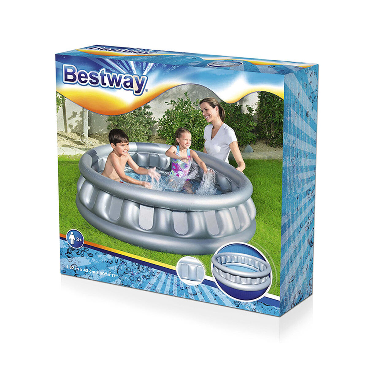 Bestway Uppblåsbar barnpool 3 kammare rymdskepp 152x43cm +3 år Trädgård 51080 - 4