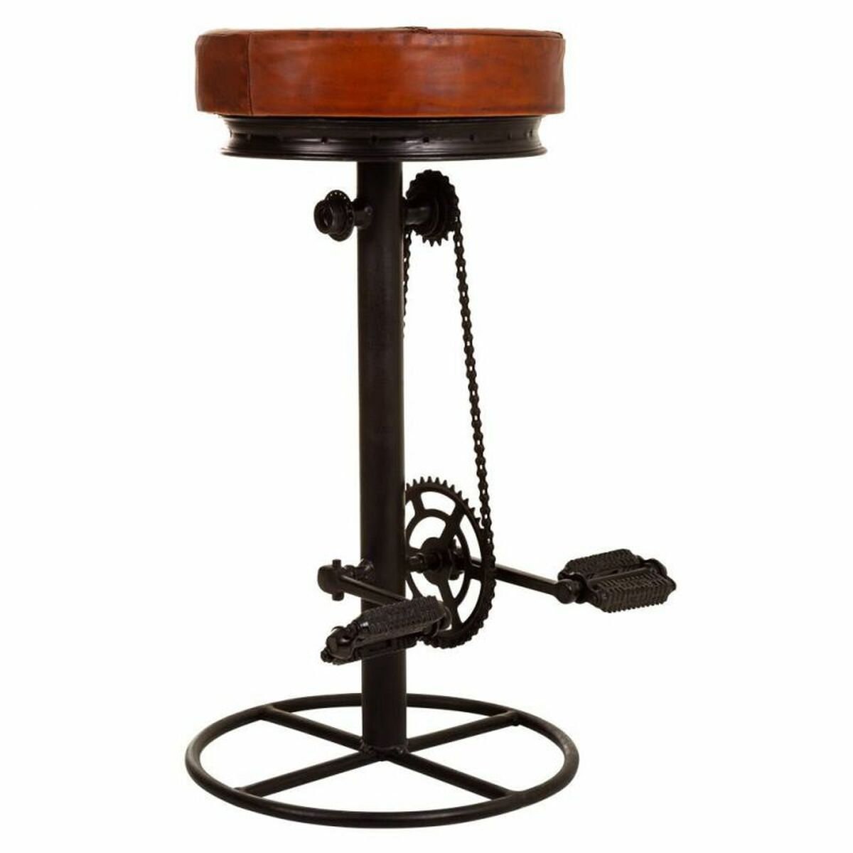 Sittpall Alexandra House Living Svart Mörkbrun Läder Järn 41 x 80 x 41 cm Pedaler - 5