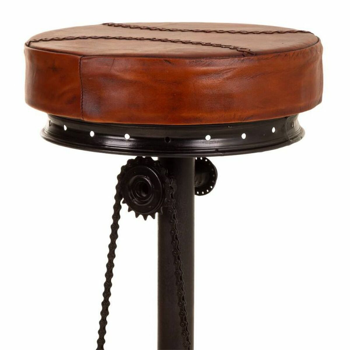 Sittpall Alexandra House Living Svart Mörkbrun Läder Järn 41 x 80 x 41 cm Pedaler - 6