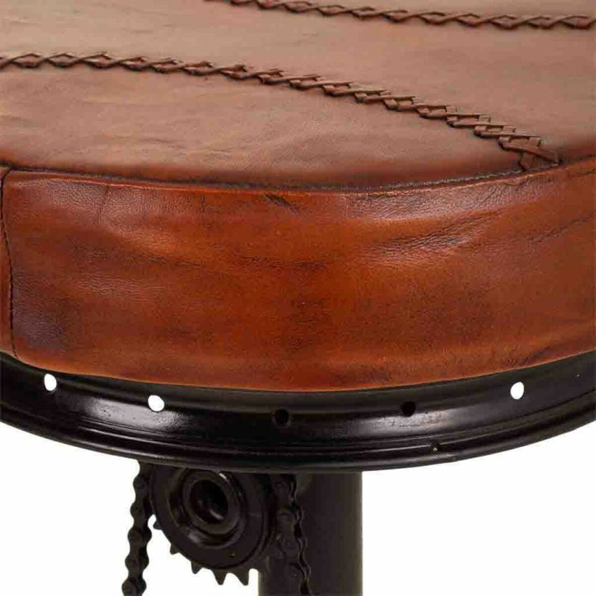 Sittpall Alexandra House Living Svart Mörkbrun Läder Järn 41 x 80 x 41 cm Pedaler - 4