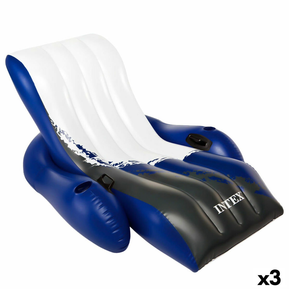 Uppblåsbar poolstol Intex Floating Recliner Blå Vit 180,3 x 66 x 134,6 cm (3 antal) - 5