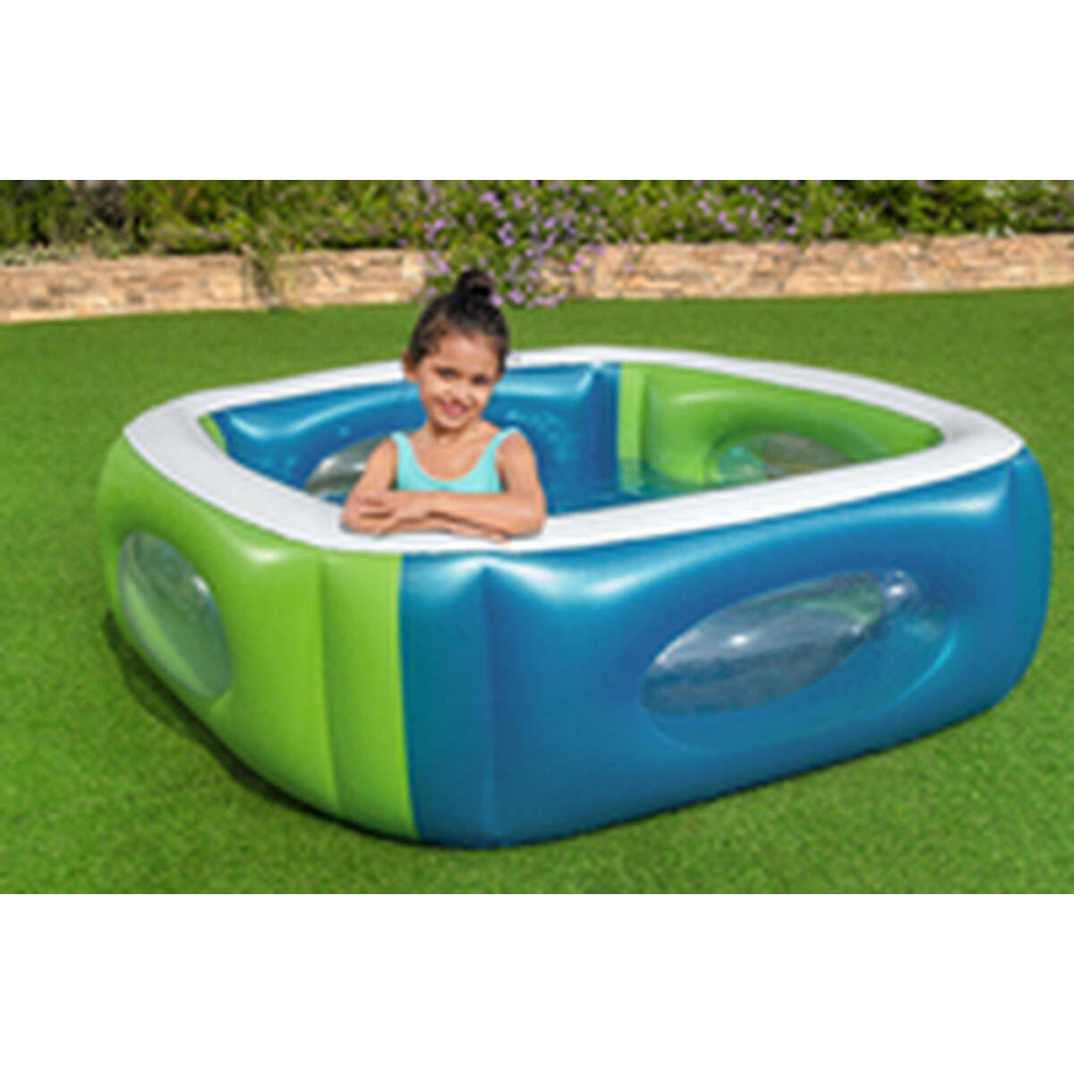 Bestway Uppblåsbar Pool med Kikare 168x168x56 cm +6 År Trädgård 51132 - 15