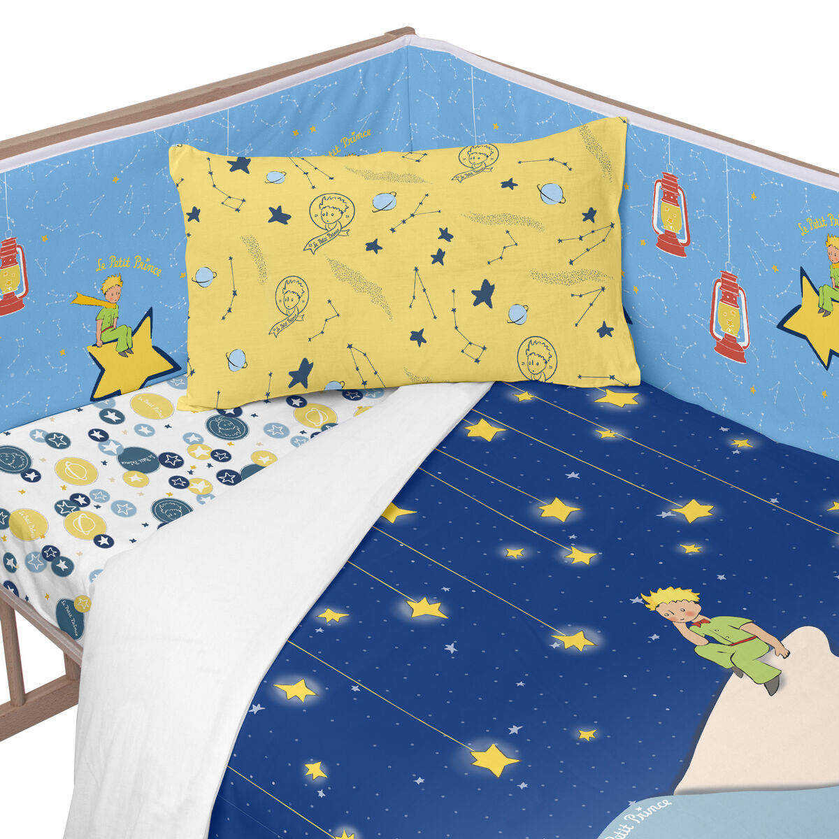 Skydd till spjälsäng HappyFriday Le petit Prince La nuit  Multicolour 210 x 40 cm - 3