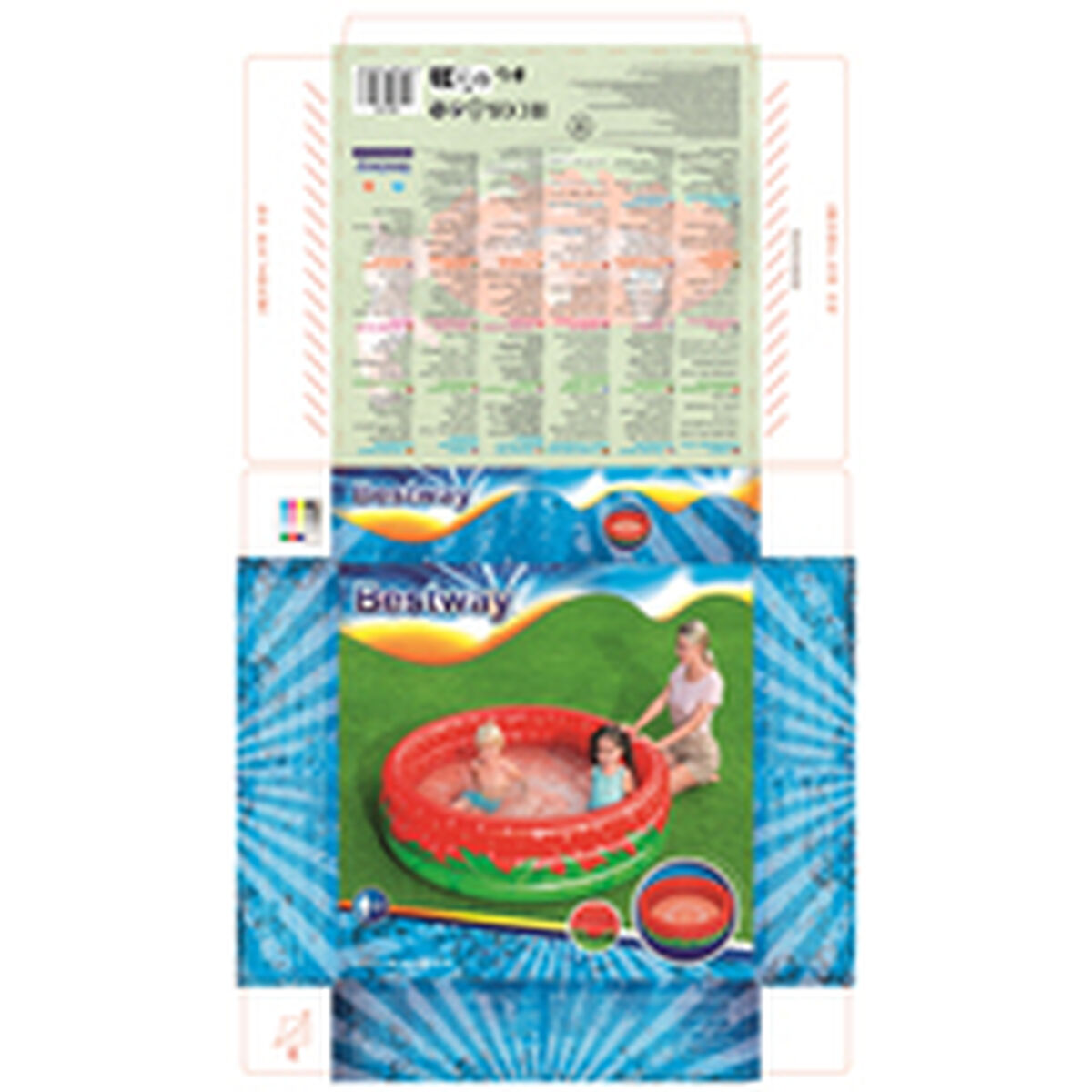 Bestway Uppblåsbar barnpool 3 ringar Jordgubb 168x38 cm +2 År Trädgård 51145 - 12
