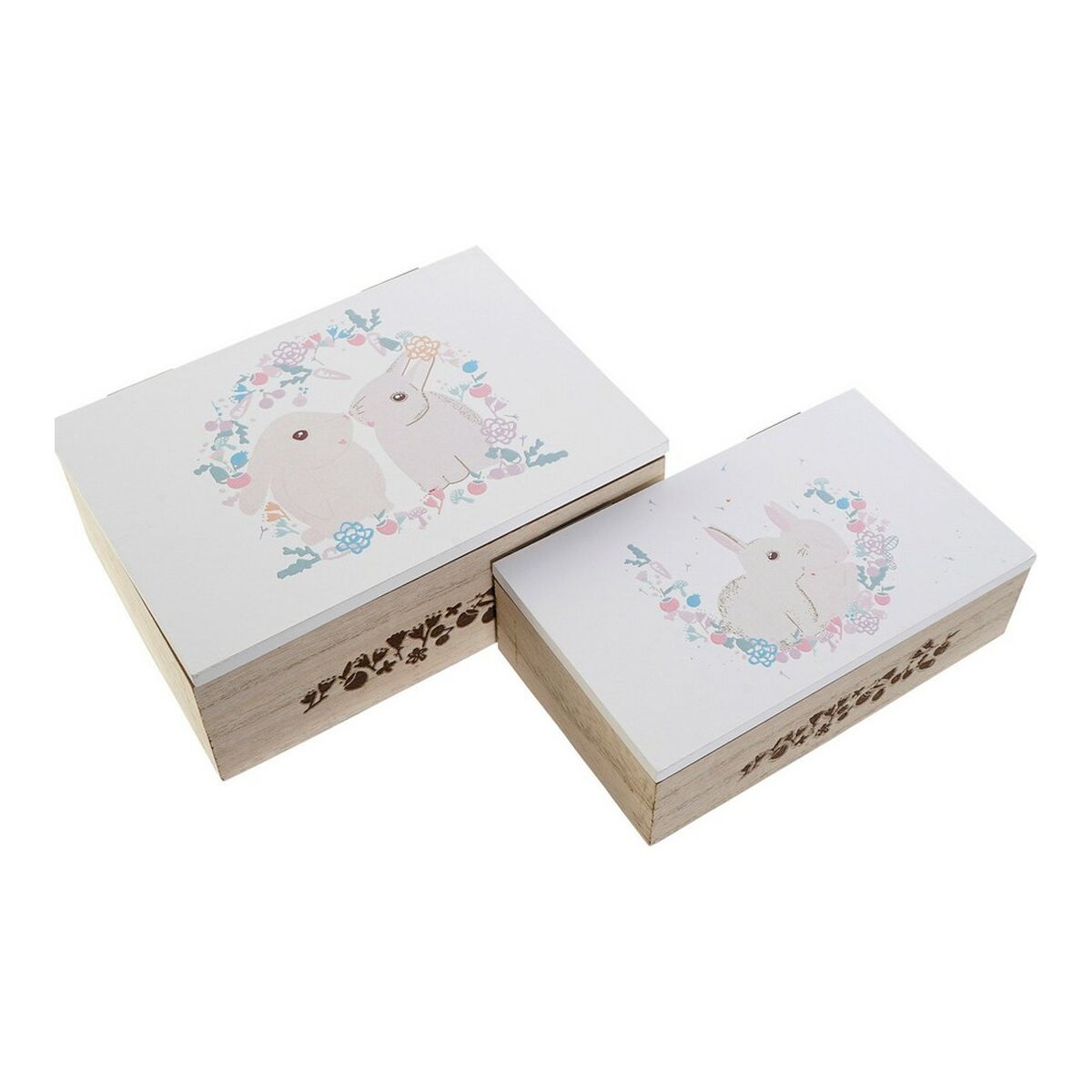 Uppsättning med Dekorativa Lådor DKD Home Decor Trä MDF (17 x 12 x 6 cm)