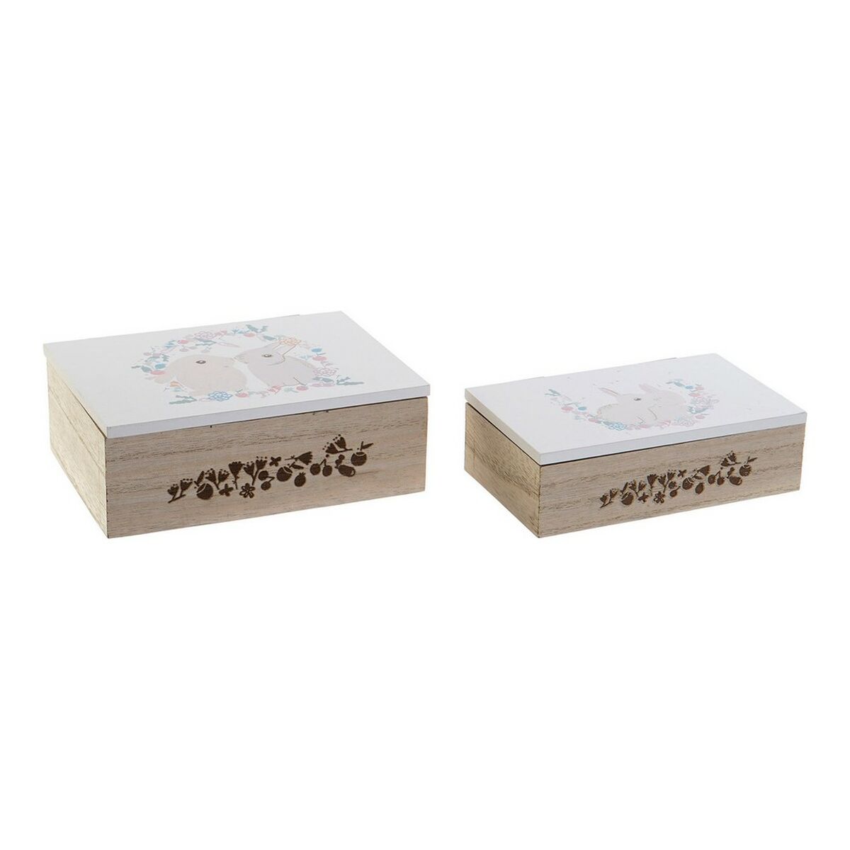 Uppsättning med Dekorativa Lådor DKD Home Decor Trä MDF (17 x 12 x 6 cm) - 3