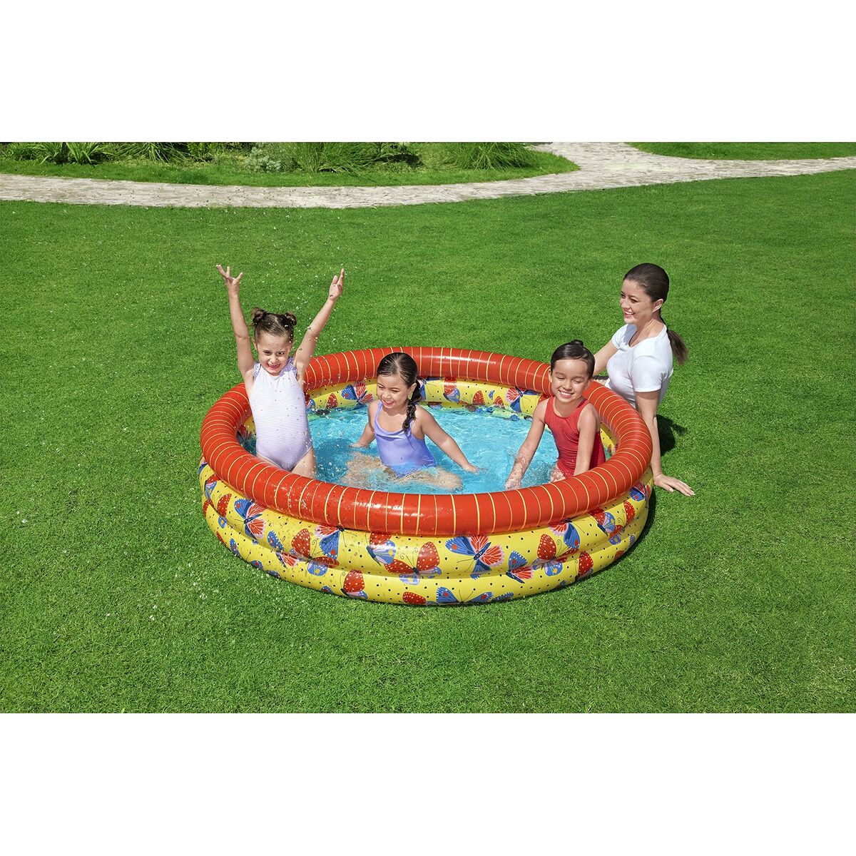 Bestway Barns Uppblåsbar Pool 3 Ringar Fjärilar 168x38 cm +2 år Trädgård 51202 - 3