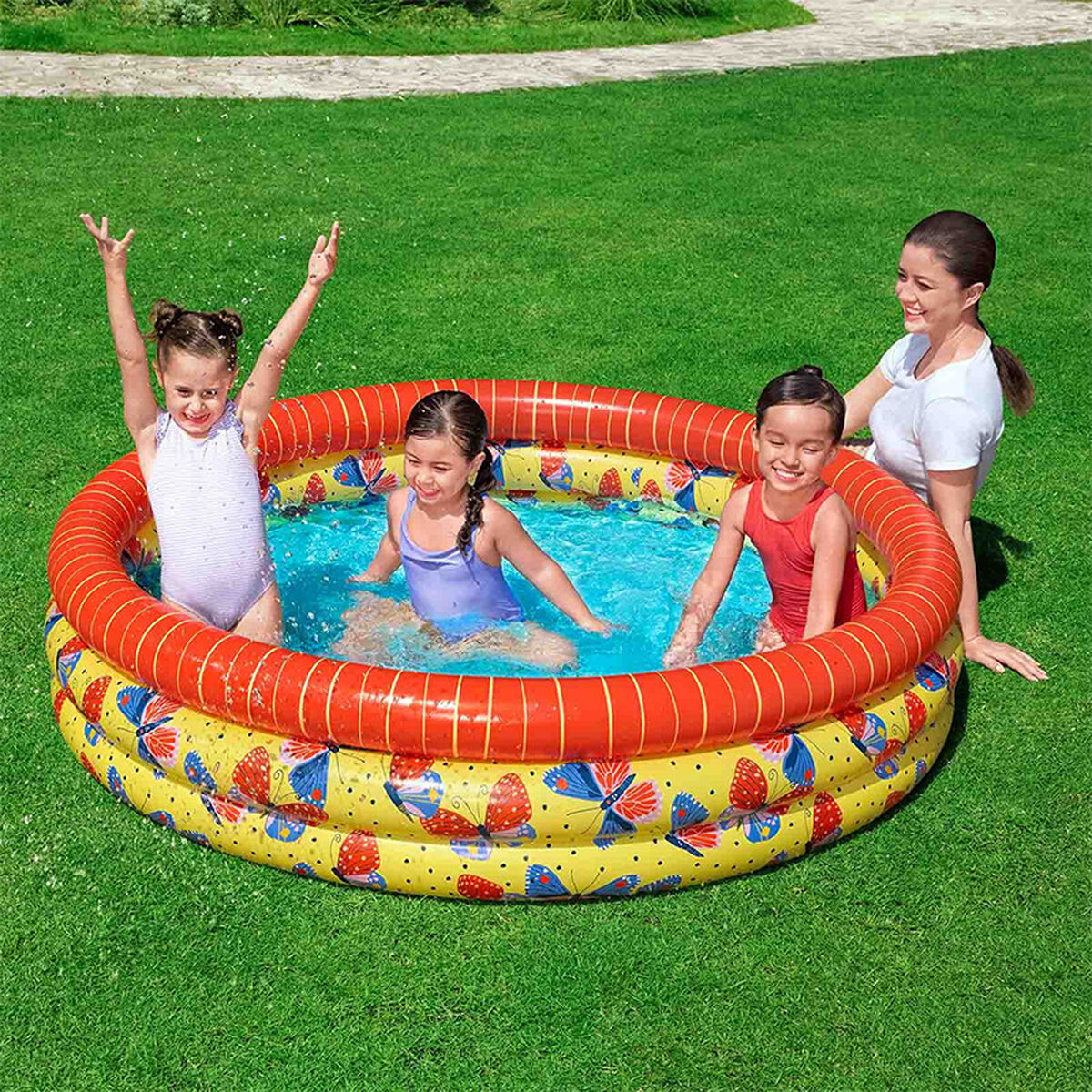 Bestway Barns Uppblåsbar Pool 3 Ringar Fjärilar 168x38 cm +2 år Trädgård 51202 - 10