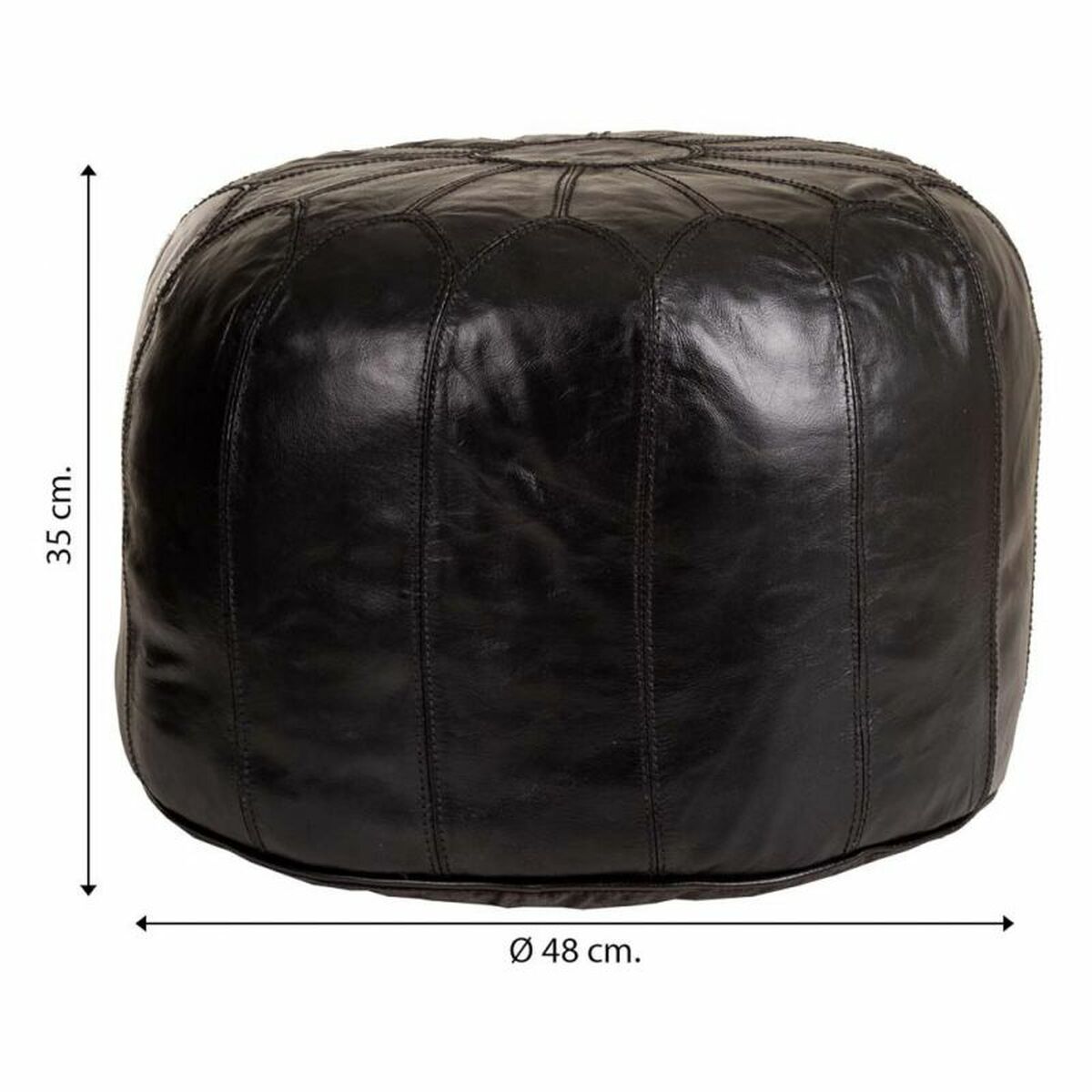 Puff Alexandra House Living Svart Läder 48 x 35 x 48 cm - 5