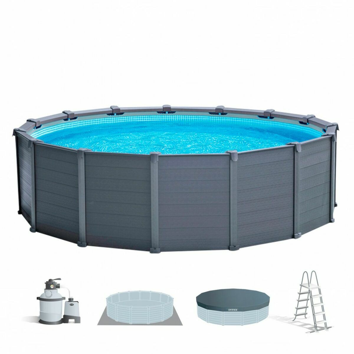 Rund Bassäng med Filtreringssystem Intex 478 x 124 cm 16.500 l Rund