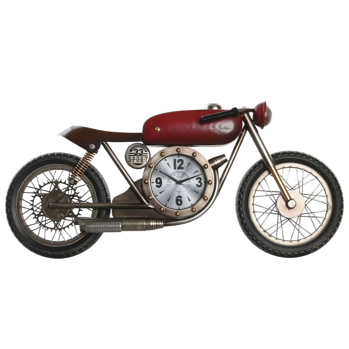 Väggklocka Home ESPRIT Röd Gyllene PVC Metall Motorcykel Vintage 95 x 12 x 43,5 cm