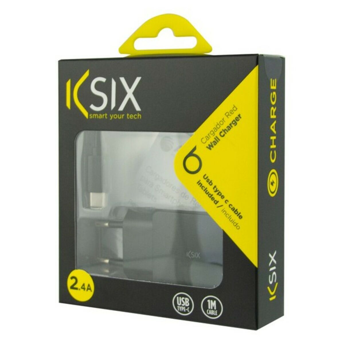 Väggladdare + USB A till USB C Kabel KSIX USB Svart - 7