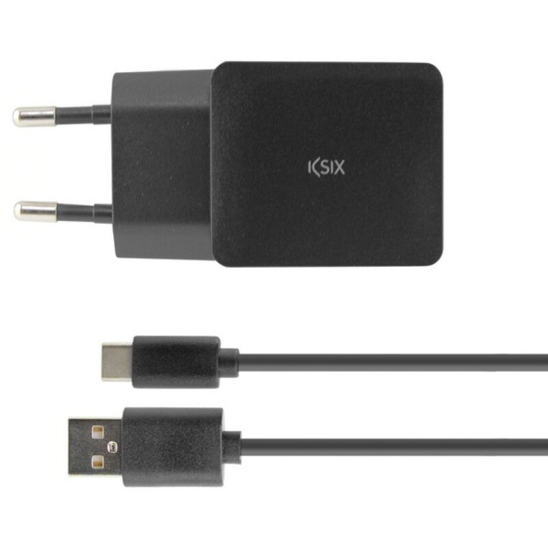 Väggladdare + USB A till USB C Kabel KSIX USB Svart - 6