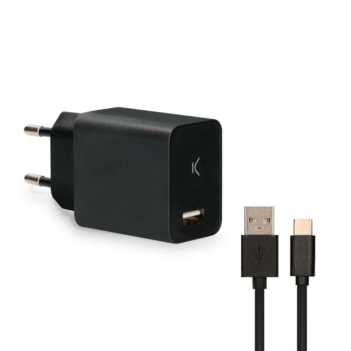 Väggladdare + USB A till USB C Kabel KSIX USB Svart - 23