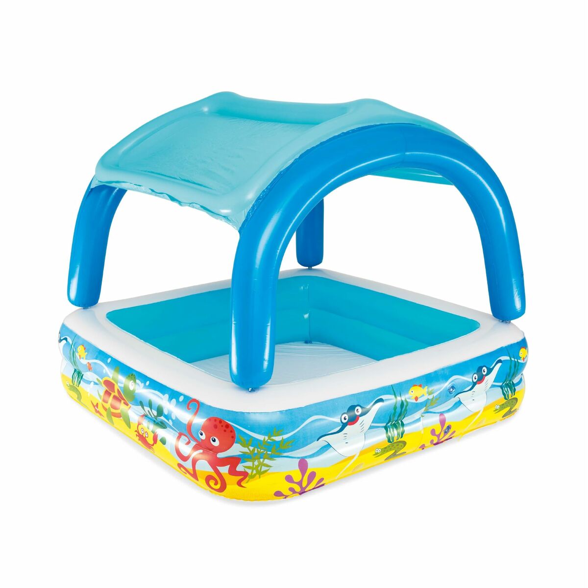Bestway Uppblåsbar Barnpool Avtagbart Tak 140x140x114 cm +2 År Trädgård 52192 - 11