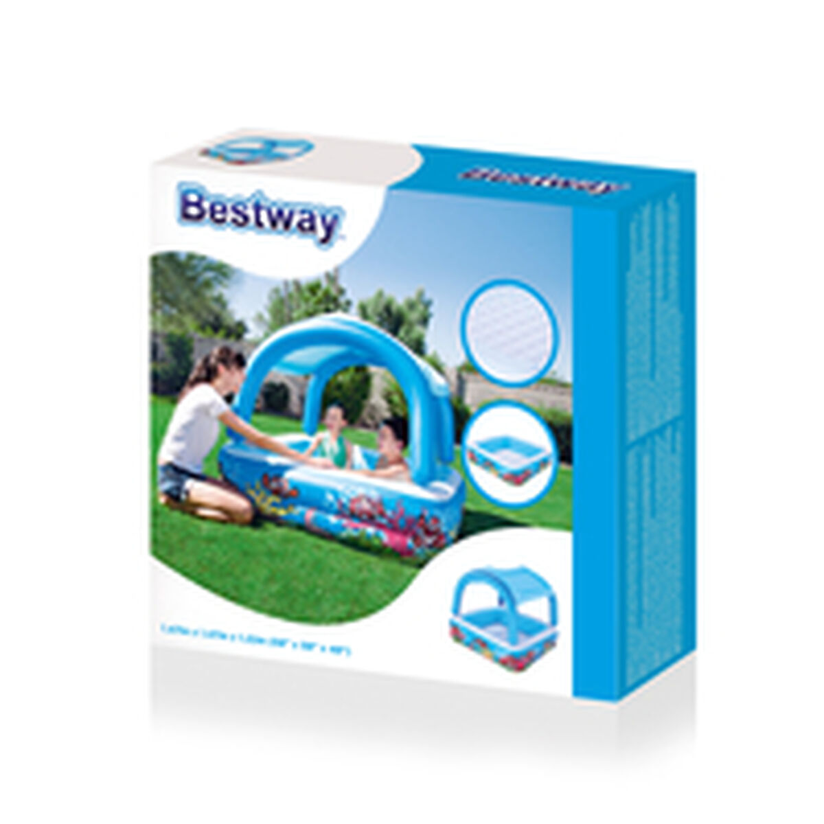 Bestway Uppblåsbar Barnpool Avtagbart Tak 140x140x114 cm +2 År Trädgård 52192 - 7
