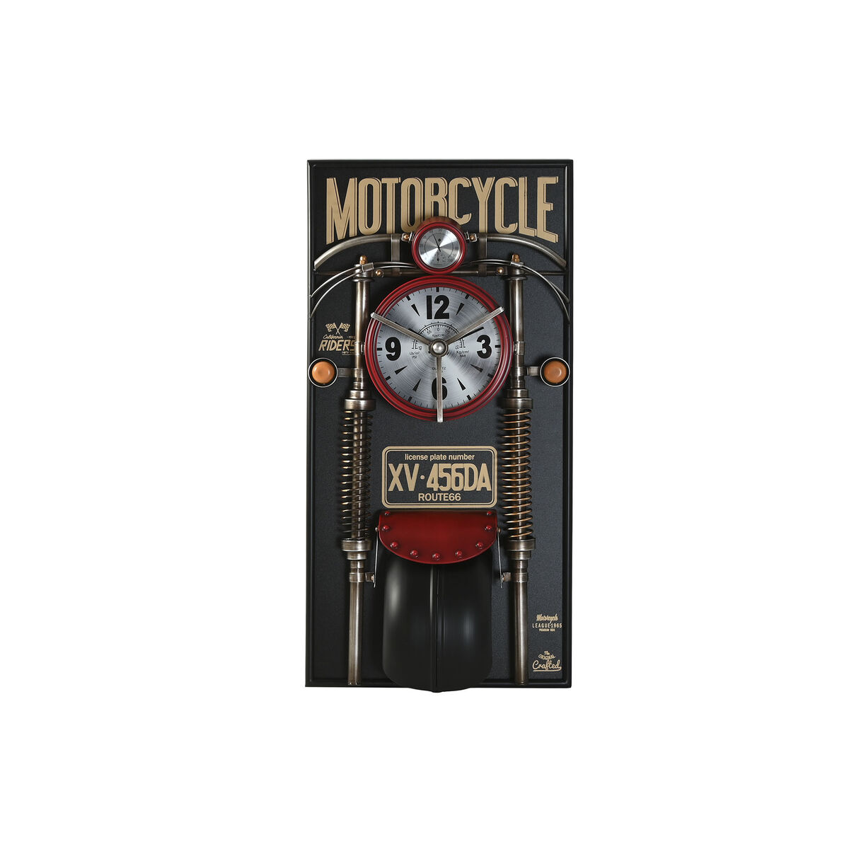 Väggklocka Home ESPRIT Svart Röd Gyllene PVC Metall Motorcykel Vintage 60 x 18 x 120 cm