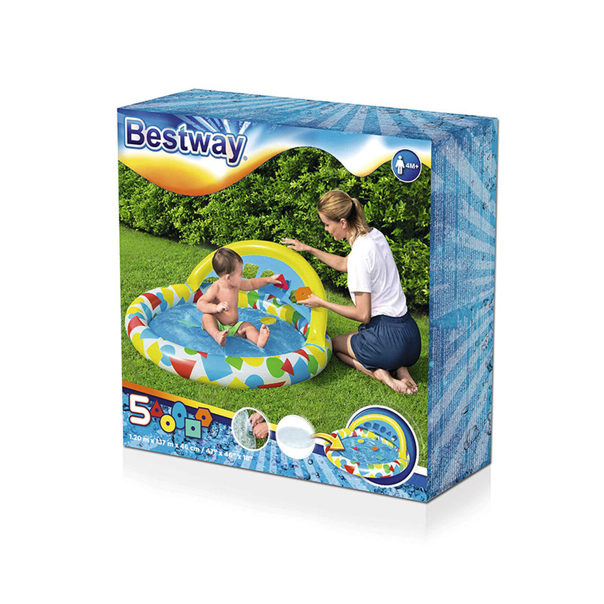 Bestway Uppblåsbar Barnpool Lärande 120x117x46 cm +4 månader Trädgård 52378 - 11