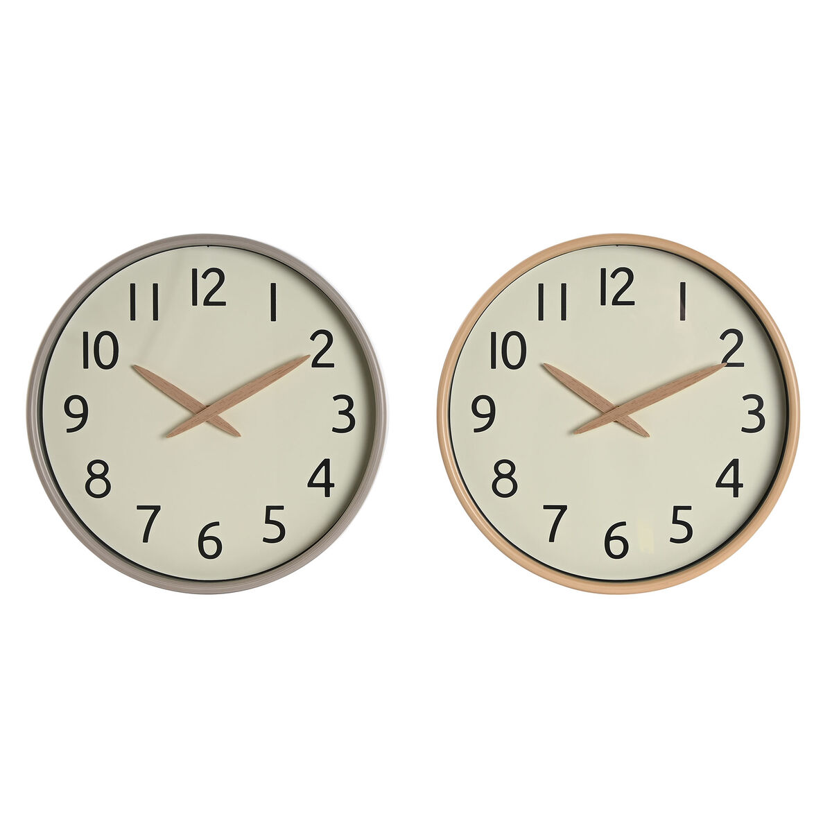 Väggklocka Home ESPRIT Beige Naturell PVC Trä 30 x 4,7 x 30 cm (2 antal)