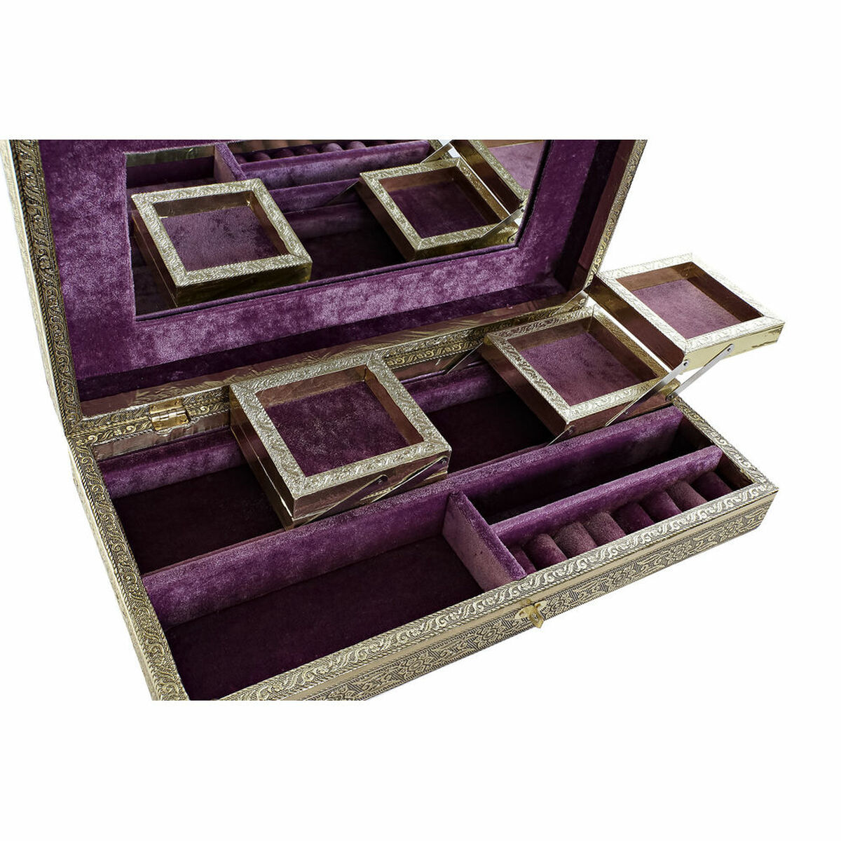 Smyckeskrin DKD Home Decor Trä Aluminium Arab Blomster (1 pcs) (38 x 20 x 7.5 cm) - 2