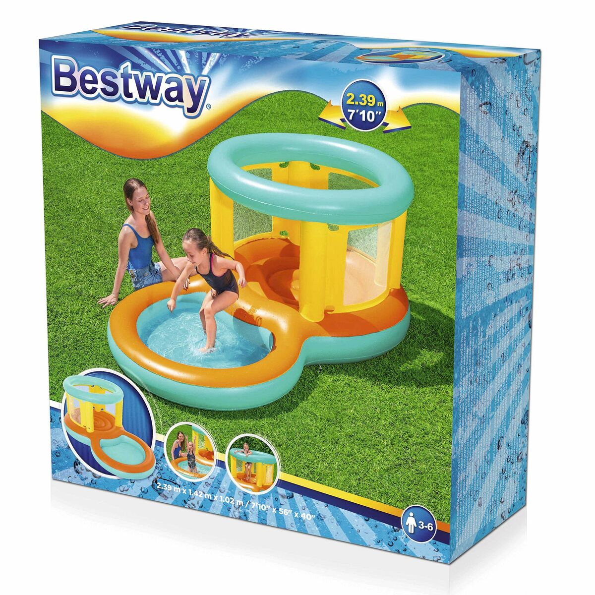 Bestway Uppblåsbar Pool Lekplats Hopper 239x142x102 cm +3 till 6 År Trädgård 52385 - 14