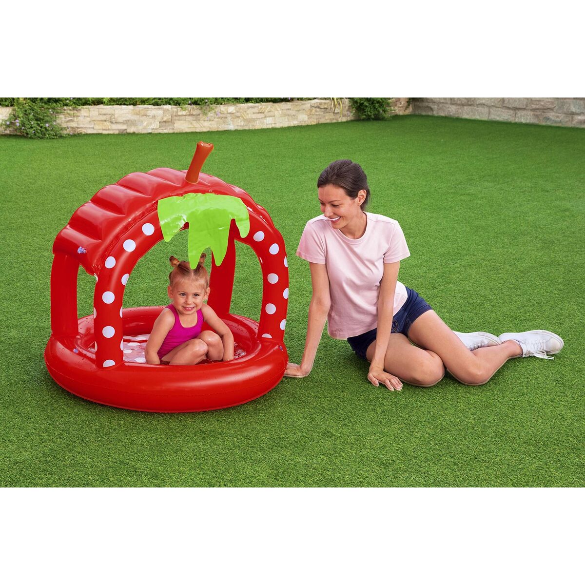 Bestway Uppblåsbar Barnpool med Tak Mjukt Golv 91x91x91 cm +2 År Trädgård 52387 - 6