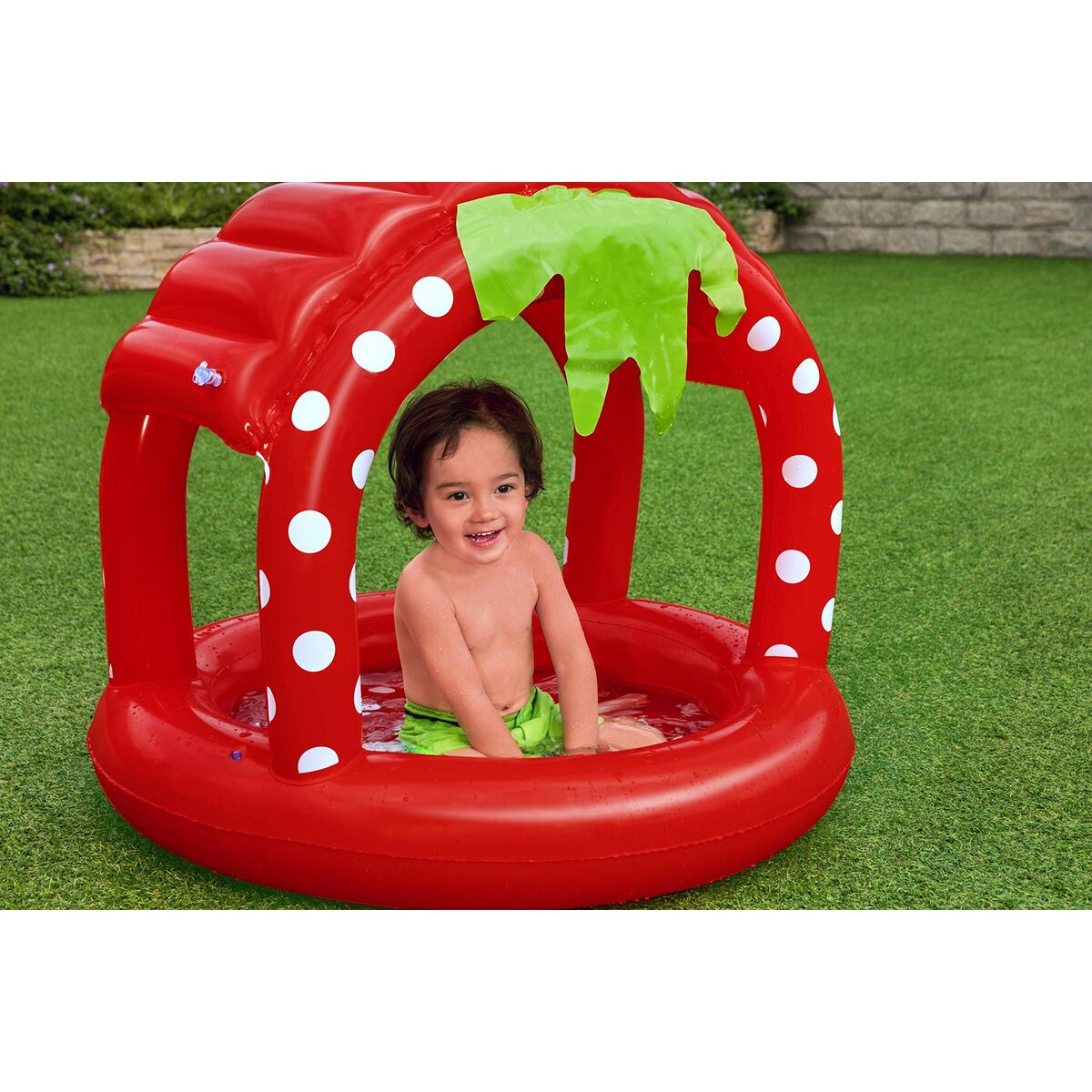 Bestway Uppblåsbar Barnpool med Tak Mjukt Golv 91x91x91 cm +2 År Trädgård 52387 - 13