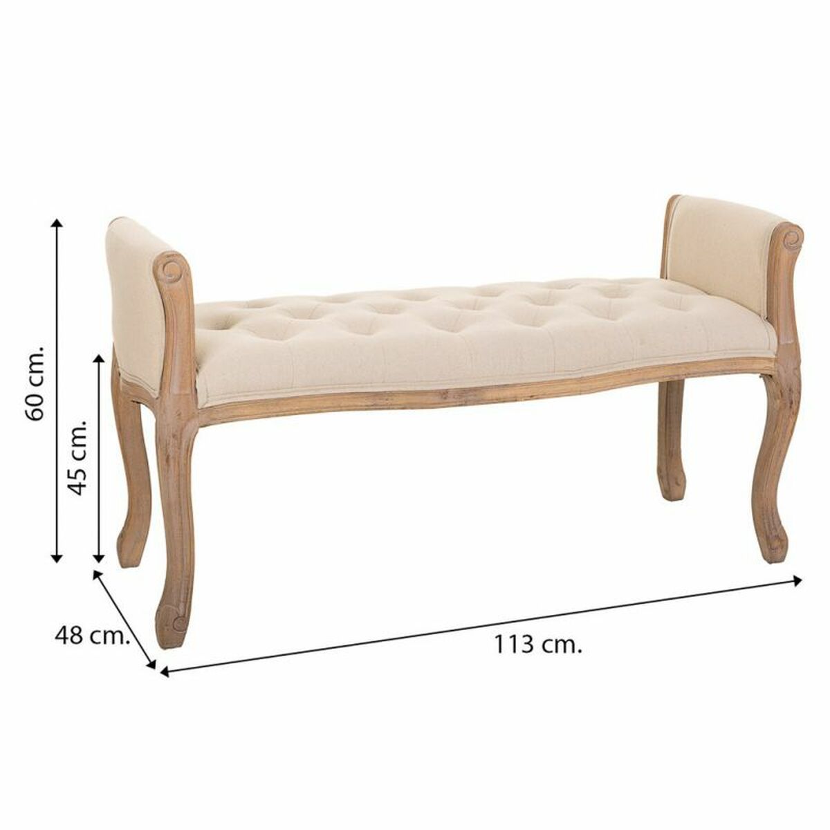 Sittpall Alexandra House Living Kräm Gummiträ 48 x 60 x 113 cm - 8