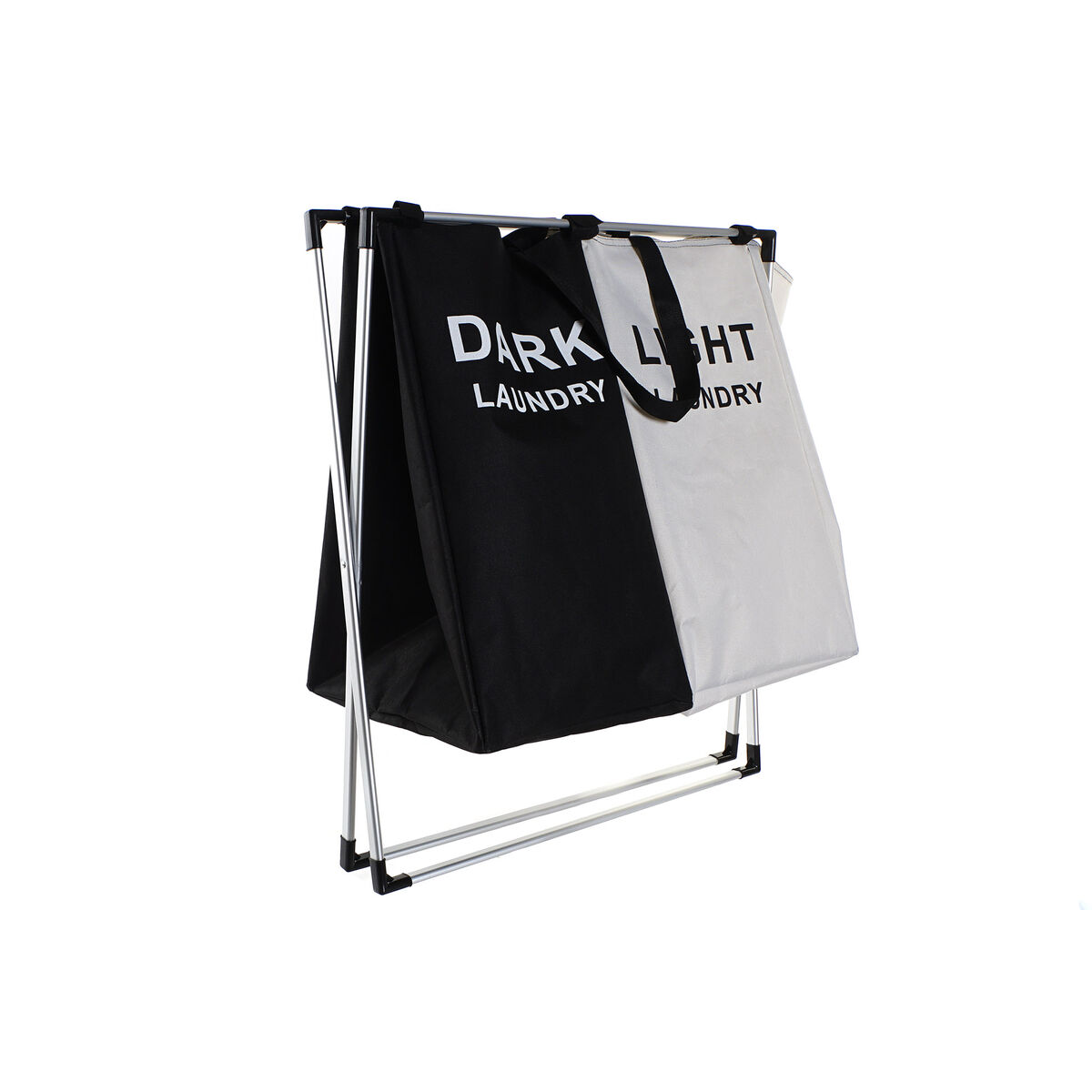 Tvättkorg DKD Home Decor Hopfällbar Double Metall Polyester (63 x 37 x 61 cm) - 4