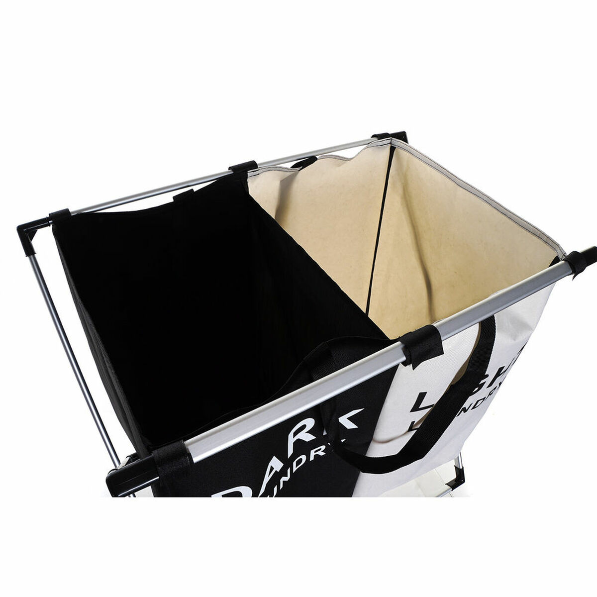 Tvättkorg DKD Home Decor Hopfällbar Double Metall Polyester (63 x 37 x 61 cm) - 2