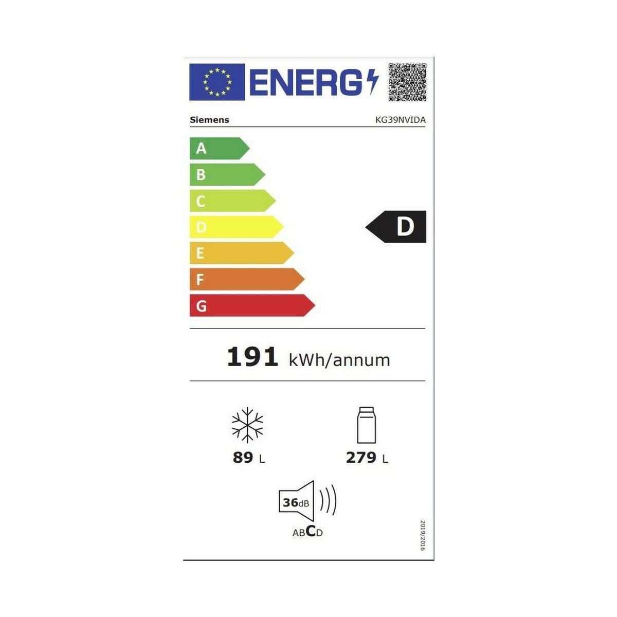 Kombinerat kylskåp Siemens AG KG39NVIDA Stål (200 x 60 cm) - 2