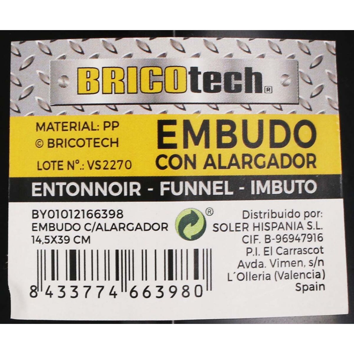 Tratt med förlängning Bricotech 52343 (24 antal) - 5