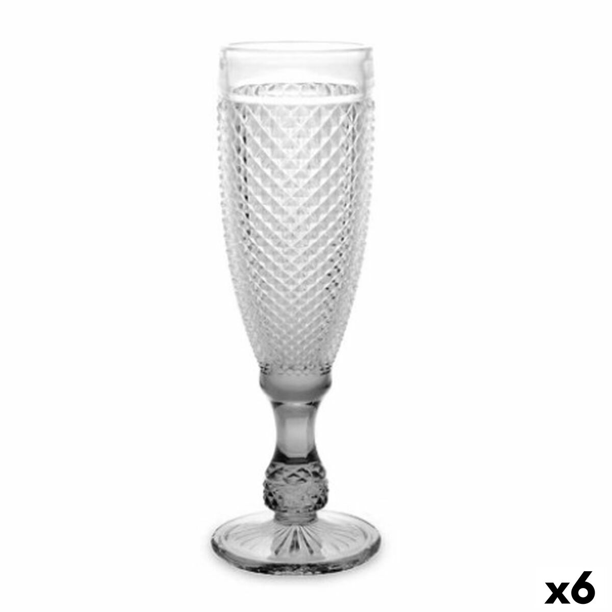 Champagneglas Vivalto Transparent Antracitgrå Glas 185 ml Diamant (6 antal) - 3