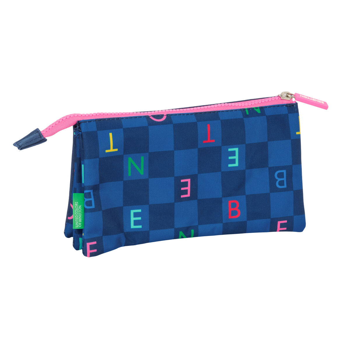 Tredubbel Carry-all Benetton Damero Marinblå 22 x 12 x 3 cm - 3