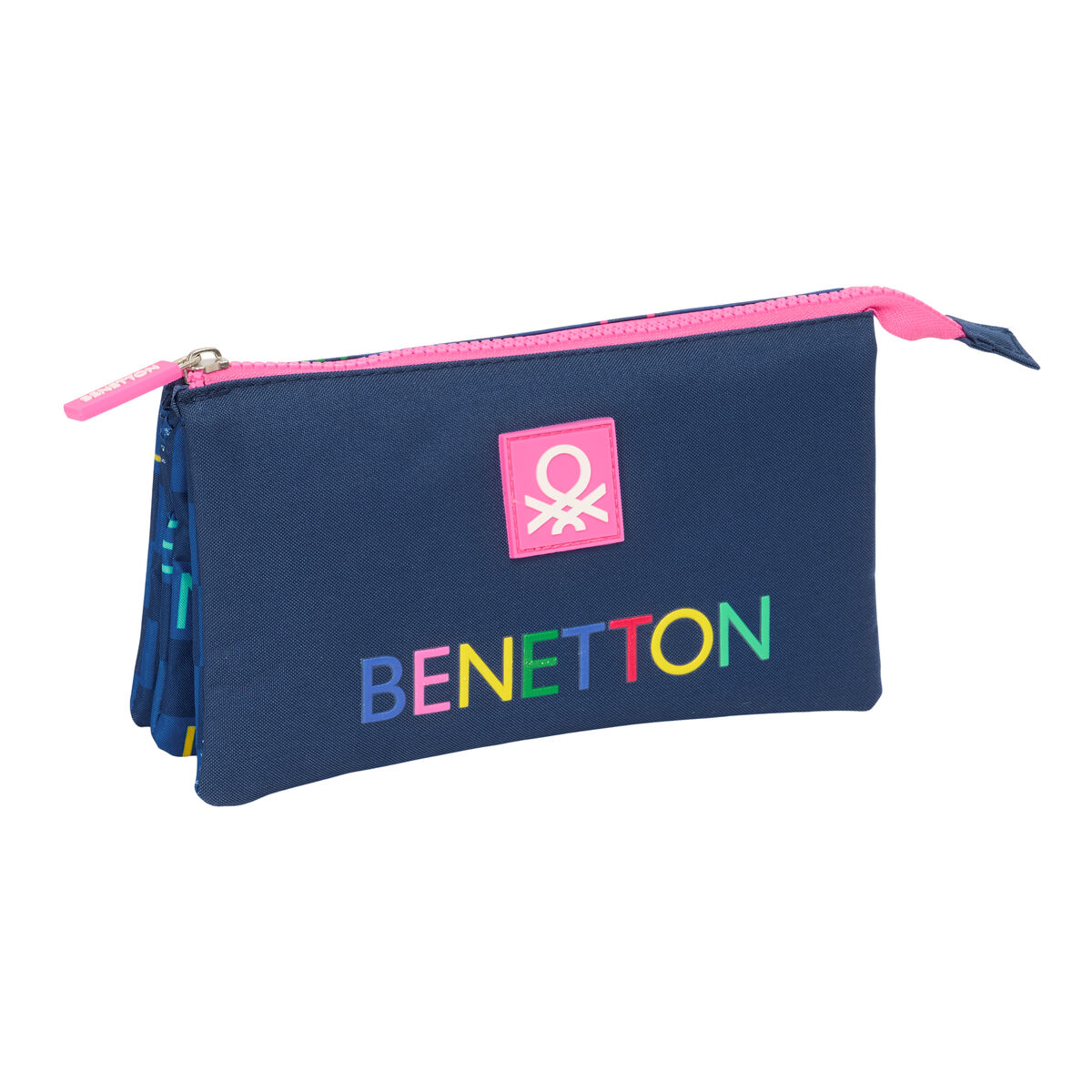 Tredubbel Carry-all Benetton Damero Marinblå 22 x 12 x 3 cm